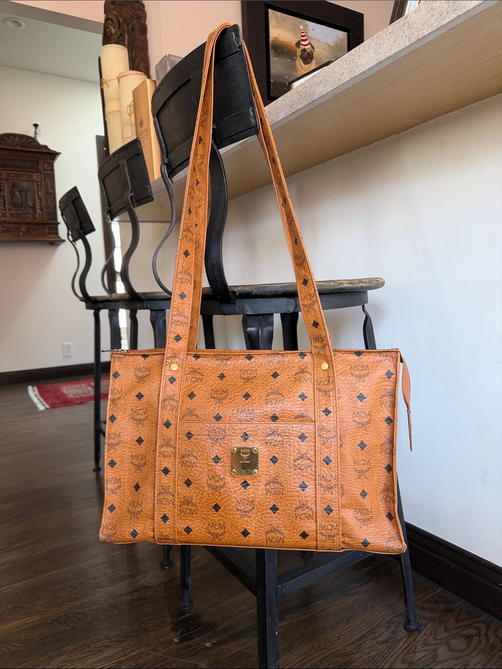 “MCM VISETOS” Beautiful Large Leather Tote Bag